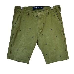 Pacific Blue Mens Shorts Olive Green Size 34 Casual Flat Front Eyelet